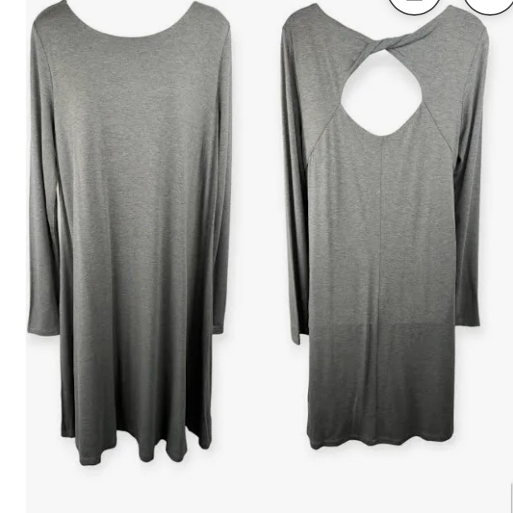 A Pea In the Pod Maternity Gray Jersey‎ Long Sleeve Swing Dress S/P/CH